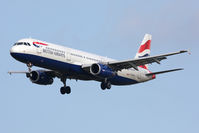 G-EUXL @ EGNT - Airbus A321-231 on approach to Runway 25 at Newcastle Airport, March 2012. - by Malcolm Clarke