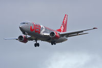 G-CELY @ EGNT - Boeing 737-377 on approach to Runway 25 at Newcastle Airport, March 2012. - by Malcolm Clarke