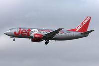 G-CELY @ EGNT - Boeing 737-377 on approach to Runway 25 at Newcastle Airport, March 2012. - by Malcolm Clarke