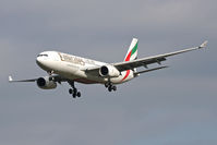 A6-EKR @ EGNT - Airbus A330-243 on approach to Runway 25 at Newcastle Airport, March 2012. - by Malcolm Clarke