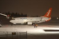C-GANH @ CYXY - De-icing complete, C-GANH is ready to depart on an Arctic Winter Games charter to Grande Prairie, Alberta. - by Murray Lundberg