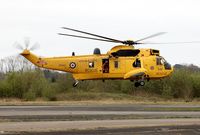 ZH542 @ EGFH - Sea King of A Flight 22 Squadron RAF departing during a Search and Rescue training flight. - by Roger Winser