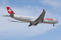 HB-JHK @ KORD - Swiss International Air Lines, Airbus A330-343X, SWR84 arriving from Zurich Kloten/LSZH, RWY 10 approach KORD. - by Mark Kalfas