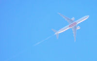A6-EBA - Emirates B777-300 Flying ott my garden Heading for Glasgow at 16 000ft On flight UAE27 - by Mike stanners