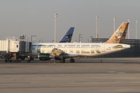 N201FR @ KORD - Frontier Airlines, Airbus A320-214, N201FR at gate M20 KORD. - by Mark Kalfas