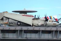 164355 @ CV70 - AA 603 of CVW 17 / VAW-125 Tiger tails. Airplane with folded wings on deck of USS Carl Vinson (CVN-70). - by Jean M Braun