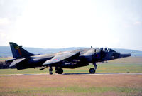 XZ991 @ EGQS - Harrier GR.3 of 3 Squadron awaiting clearance to join the active runway at RAF Lossiemouth in the Summer of 1982. - by Peter Nicholson