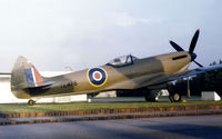 TE476 @ EGWU - Spitfire XVIe on display as the gate guardian at RAF Northolt in May 1974. - by Peter Nicholson