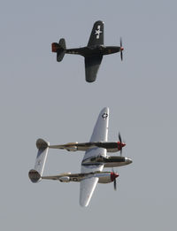 N7723C @ KCNO - P-63 and P-38 at the Chino Airshow 2012 - by Todd Royer