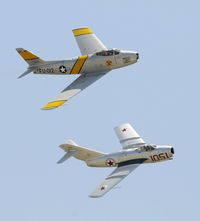 N87CN @ KCNO - F-86 and Mig 15 at Chino Airshow 2012 - by Todd Royer