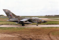 ZA473 @ EGQS - Tornado GR.1B, callsign Jackal 2, of 12 Squadron taxying to Runway 05 at RAF Lossiemouth in May 1996. - by Peter Nicholson