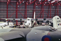 ML796 @ EGSU - Short S-25 Sunderland 5 in Duxford's main hangar with Vulcan XJ824, Victor XH648, B-29 44-61748 & Hastings TG528. April 1989. - by Malcolm Clarke