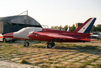 XR984 @ EGTC - Hawker Siddeley Gnat T1. Previously with RAF 4 FTS and No 1 SoTT. Seen here in 1991 at the VAT facility at Cranfield prior to shipment to the USA. Now at the San Diego Flight Museum (N316RF). - by Malcolm Clarke