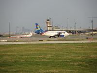 N504NK @ DFW - Spirit Air about to take off from DFW airport runway 18L. - by paulstaf