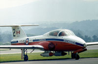 114147 @ RDG - CT-114 of the Canadian Armed Forces Snowbirds aerobatic team on the flightline at the 1976 Reading Airshow. - by Peter Nicholson