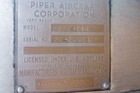 N8703N @ COE - Dataplate on all metal Piper  - 1969 Piper PA-28-140, c/n: 28-25523