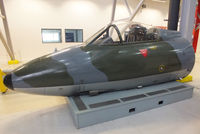 N-250 @ EGSU - nose-section of former Royal Netherlands Air Force Hawker Hunter F.6 displayed in the AirSpace hangar - by Chris Hall