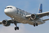 N261AV @ KORD - Frontier Airlines Airbus A320-214, FFT8545 arriving from Cancun Int'l/MMUN, RWY 28 approach KORD.