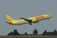 D-ATUH @ EDDP - A canary bird of TUIfly departs on rwy 08L..... - by Holger Zengler