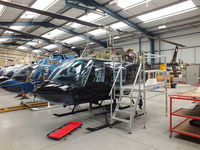 G-OMDR @ EGBS - inside the Tiger Helicopter's Hangar at Shobdon Airfield, Herefordshire - by Chris Hall