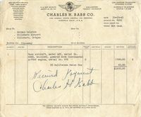 N11482 @ HIO - Her is an early sales receipt for N11482 to Swede Ralston of Hillsboro, Oregon from Charley Babb.  He bought it just before WWII for CPTP training.  Swede spent his entire life in aviation as FBO owner, instructor, airshow performer, sales. - by Dana Ralston McCullough--property Swede Ralston Archives