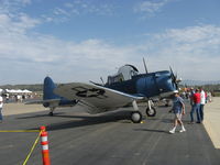 N670AM @ CMA - 1993 Douglas/Maloney SBD-5 DAUNTLESS dive bomber, Wright R-1820 Cyclone 9 cylinder radial 1,200 Hp, dive brakes deployed. Experimental class rare & exotic warbird! - by Doug Robertson
