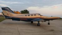 N8150Q @ KAXN - Cessna 414 Chancellor on the ramp.