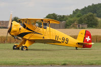 G-AXMT @ EGBR - Doflug Bu-133C Jungmeister at The Real Aeroplane Company's Summer Madness Fly-In, Breighton Airfield, August 2012. - by Malcolm Clarke