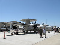 165820 @ CMA - Northrop-Grumman E2C HAWKEYE, two Rolls Royce (Allison) T56-A-425/427 Turboprops 5,100 ehp each, 8-blade scimitar props, based at nearby NTD - by Doug Robertson