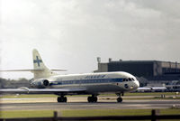 OH-LSB @ LHR - Super Caravelle of Finnair taxying to the active runway at London Heathrow in September 1974. - by Peter Nicholson