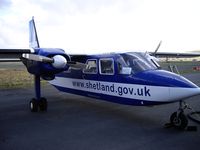 G-SICA - BN2 islander at Tingwall Shetland going to Fair Isle - by David McDermott
