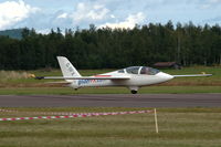 G-IIFX @ ESKD - Guy Westgate landing his MDM-1 glider after a flight display at Dala-Järna airfield, Sweden, - by Henk van Capelle