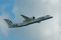 G-KKEV @ EGCC - Flybe De Davilland Canada DHC-8-402Q G-KKEV taking off from Manchester Airport. - by David Burrell