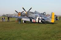 N151HR @ I74 - Dawn in the grass at Urbana, Ohio.  B-25 Gathering and Doolittle Reunion. - by Bob Simmermon
