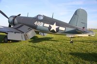 N209TW @ I74 - Dawn in the grass at Urbana, Ohio.  B-25 Gathering and Doolittle Reunion. - by Bob Simmermon