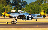 N451EA @ KHIO - NORTH AMERICAN F-51D.  EDDIE ANDREINI AIR SHOWS INC. Landing Hillsboro, Oregon.  8-5-12 - by Gary Rogers