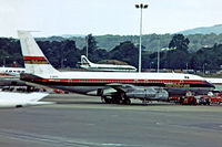 G-AVZZ @ EGKK - Boeing 707-138B [17699] (International Caribbean) Gatwick~G 01/07/1974. Taken from a slide. - by Ray Barber
