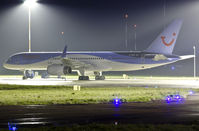 G-OOBH @ EGSH - Sat on a misty stand 7 after spray into Thomson's Dreamliner livery. - by Matt Varley