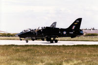 XX290 @ EGQS - Hawk T.1A, callsign Eagle 4, of 208 [Reserve] Squadron at RAF Valley preparing for take-off on Runway 05 at RAF Lossiemouth in  the Summer of 1995. - by Peter Nicholson