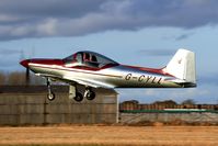 G-CYLL @ EGBR - Local award winning Falco getting airborne with gear beginning to retract - by glider