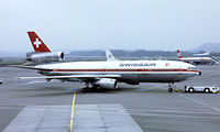 HB-IHG @ LSZH - McDonnell-Douglas DC-10-30 [46581] (Swissair) Zurich~HB 10/09/1981. Image taken from a slide. - by Ray Barber