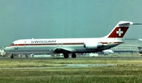 HB-IDW @ EGLL - McDonnell Douglas DC-9-41 [47115] (Swissair) Heathrow~G 1975. Image taken from a slide. - by Ray Barber