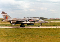 XZ103 @ EGQS - Jaguar GR.1A, callsign Boxer 3, of 41 Squadron at RAF Coltishall taxying to Runway 05 at RAF Lossiemouth in the Summer of 1997. - by Peter Nicholson