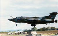 XX893 @ EGQS - Buccaneer S.2B of 12 Squadron crossing the threshold of Runway 05 at RAF Lossiemouth in September 1993. - by Peter Nicholson