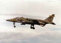XX748 @ EGQS - Jaguar GR.1A of 54 Squadron at RAF Coltishall on final approach to Runway 23 at RAF Lossiemouth in the Summer of 1997. - by Peter Nicholson