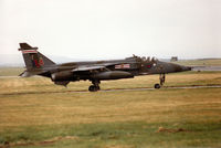 XZ361 @ EGQS - Jaguar GR.1A of 41 Squadron at RAF Coltishall taxying to Runway 23 at RAF Lossiemouth in
the Summer of 1993. - by Peter Nicholson