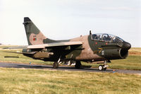 5548 @ EGQS - Portuguese Air Force TA-7P Corsair II of 304 Esquadron taxying to Runway 05 at RAF Lossiemouth in the Summer of 1993. - by Peter Nicholson