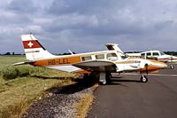 HB-LEL @ EGBG - Piper PA-34-200 Seneca [34-7350313] Leicester~G 08/07/1979. Image taken from a slide. - by Ray Barber