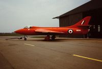 7154M @ EGDX - The first Hawker P.1067 Hunter prototype WB188 converted to Mk.3 standards and gained the world air speed record in 1953. Seen as Instructional Airframe 7154M at the RAF St. Athan Historic Aircraft open day in 1984 - by Roger Winser