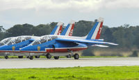 E114 @ EGQL - Patrouille de france Alphajets line up on runway 09 for take off at Leuchars airshow 2011 - by Mike stanners